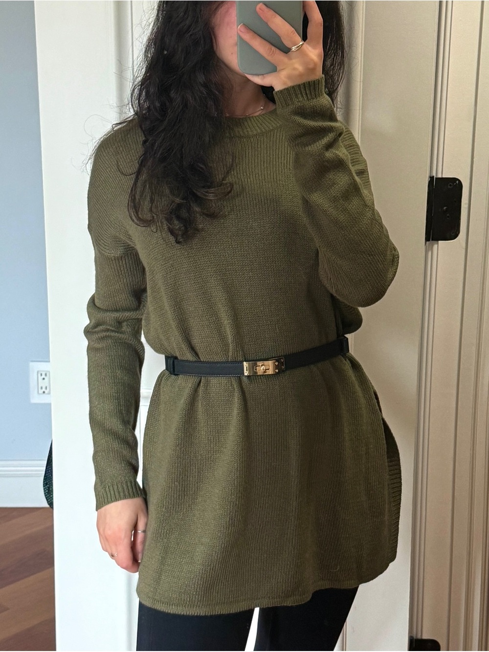 H&M Divided Olive Green Oversized Crewneck Knit Sweater